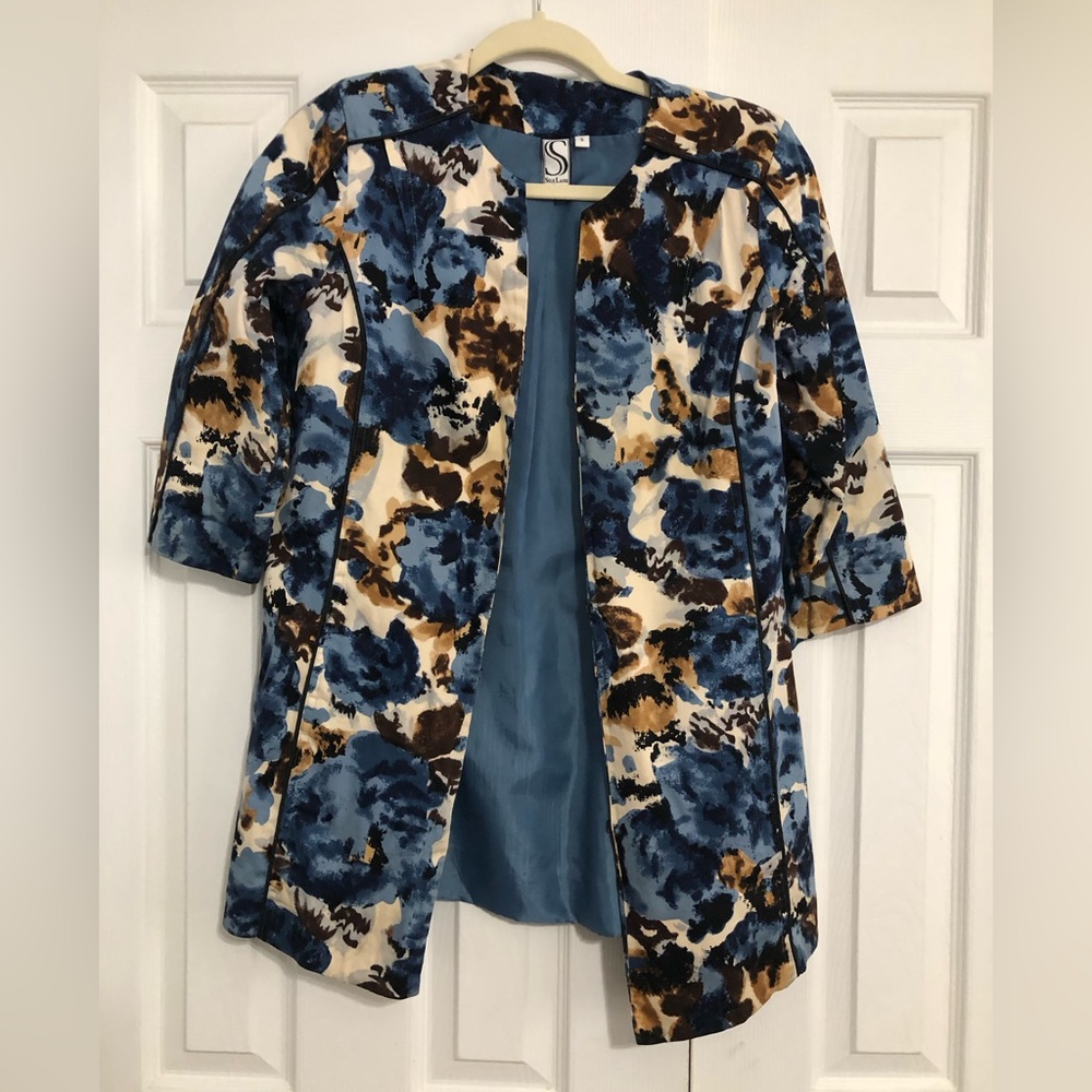 Vintage SilkLand open style blazer jacket women’s size small floral